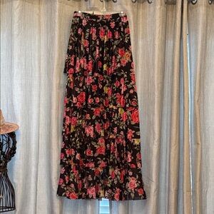 AFRM Floral Maxi Skirt in Black and Pink
